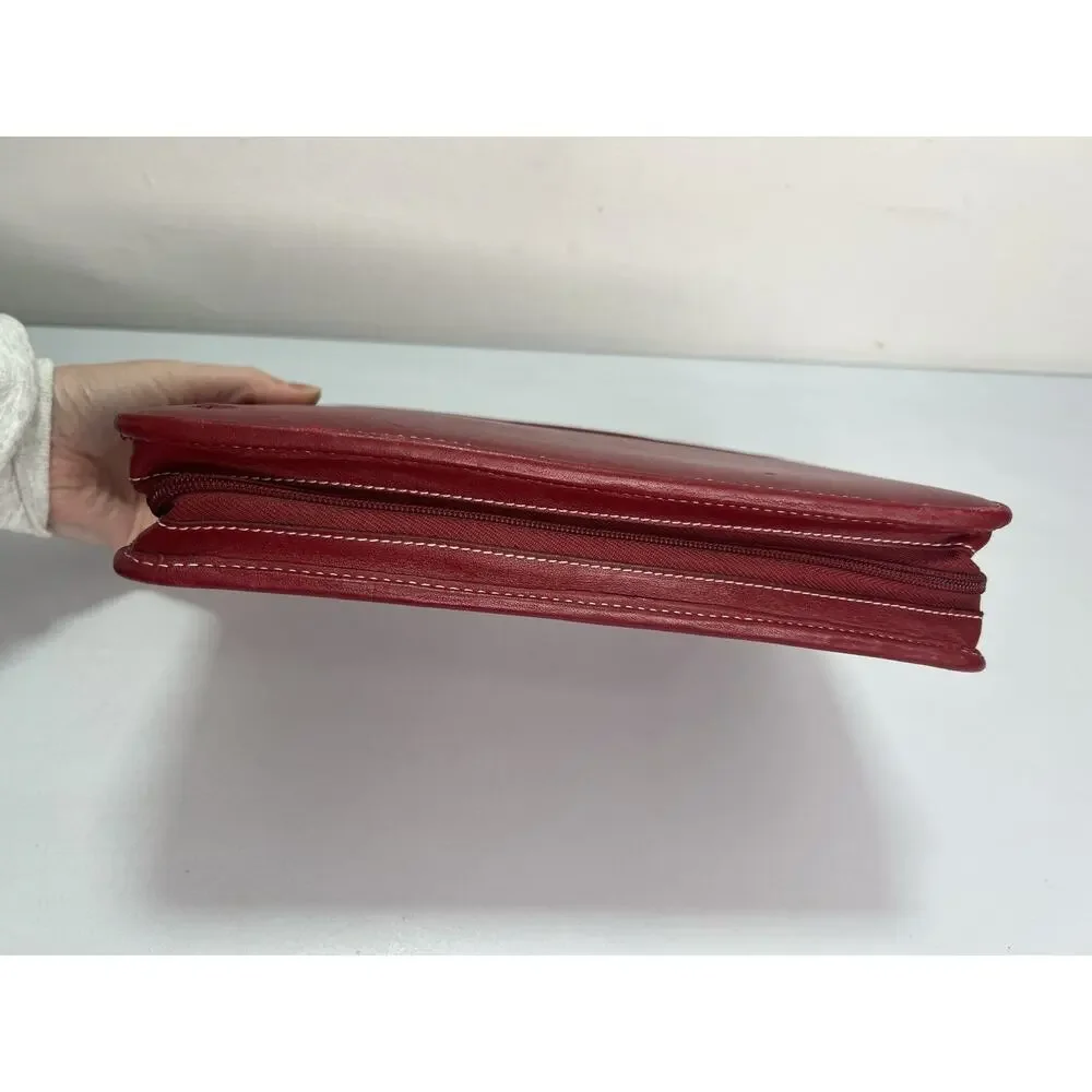 Franklin Covey Planner Red Leather 6 Ring Zip Around